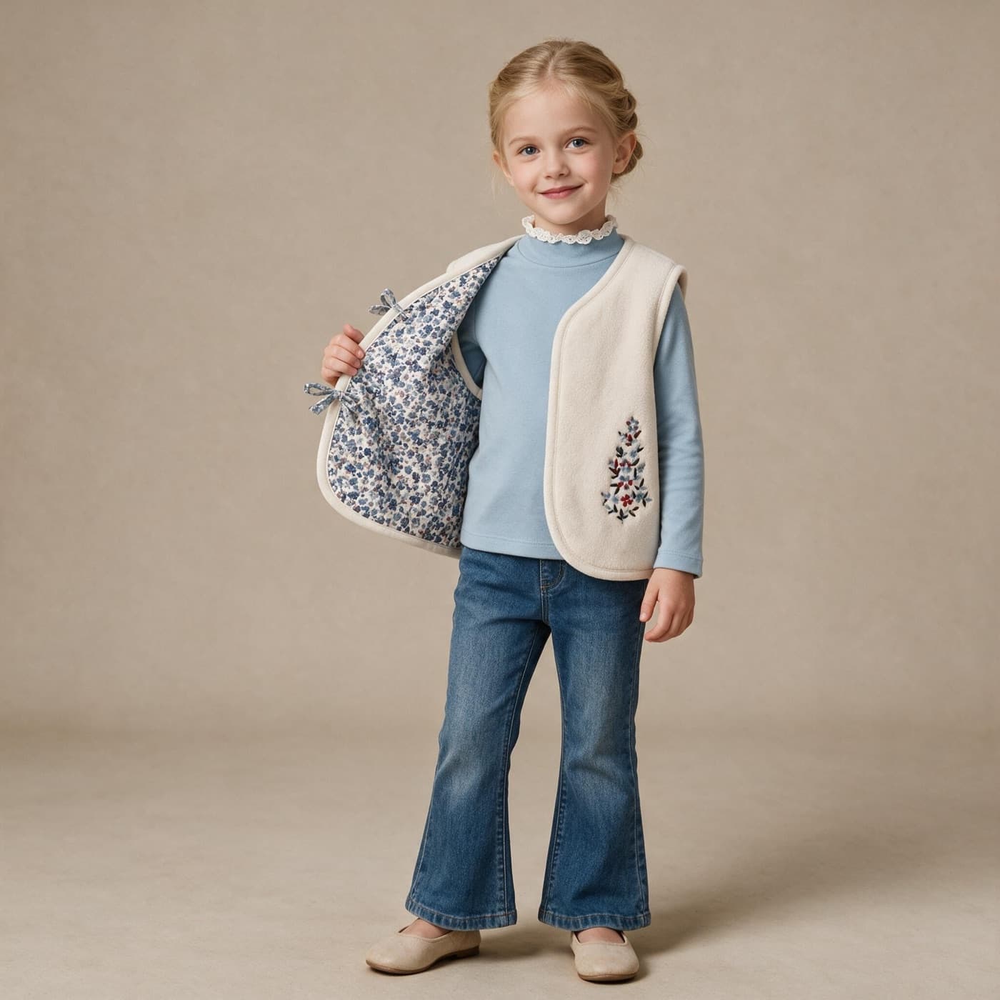 Nupumo Omkeerbaar Gilet Bloemen
