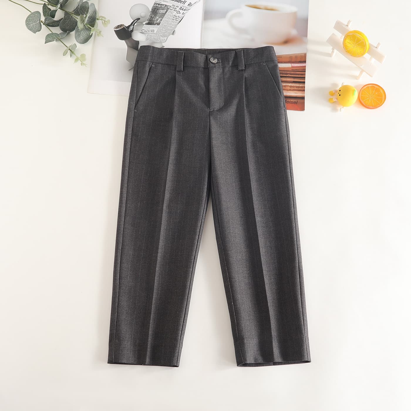 Nupumo Pantalon Krijtstreep Antraciet